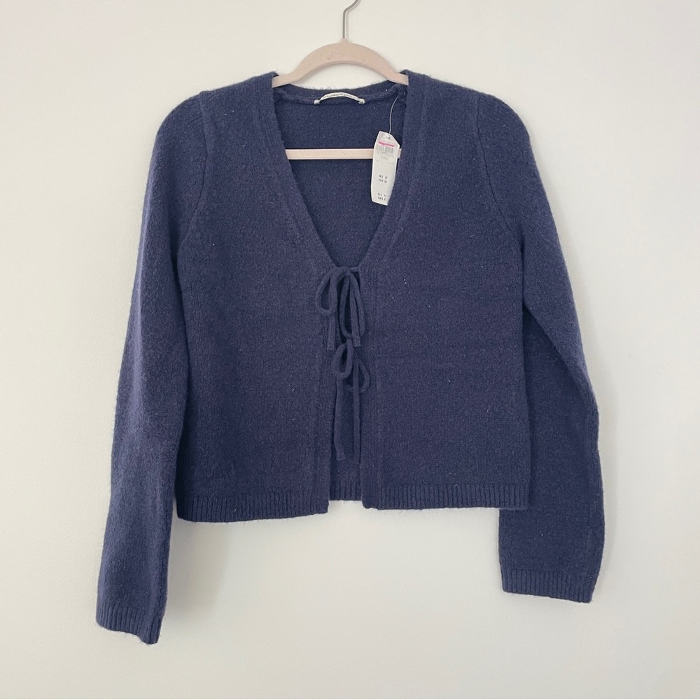 Abercrombie & Fitch NWT Blue Front Tie Cropped Cardigan Sweater XS - Picture 2 of 7